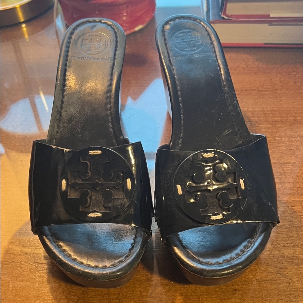 Tory Burch Black Logo Mules